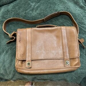 Coach Essex Vintage Briefcase British Tan Brown Leather Spring 80s‎ USA Ship